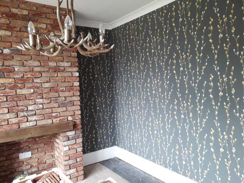 A picture of newly hung wallpaper by Painter and Decorators Rotherham.